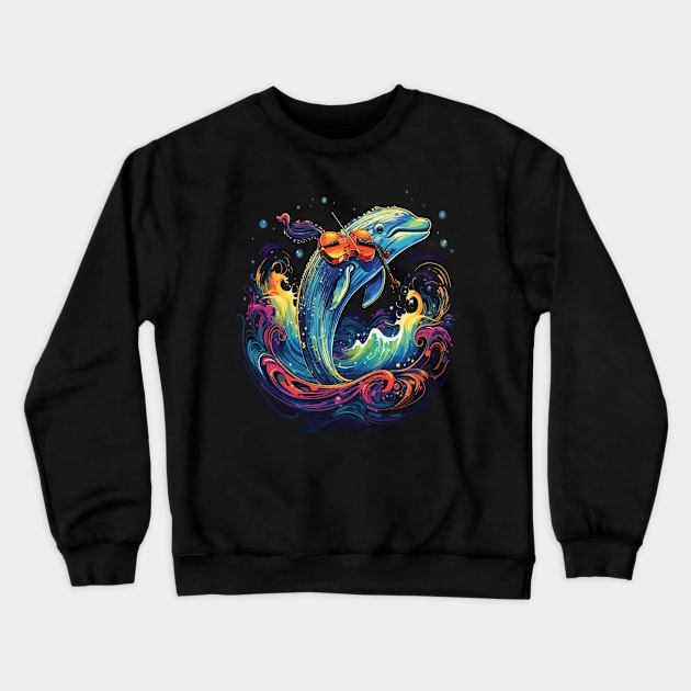 Whale Playing Violin Crewneck Sweatshirt by JH Mart